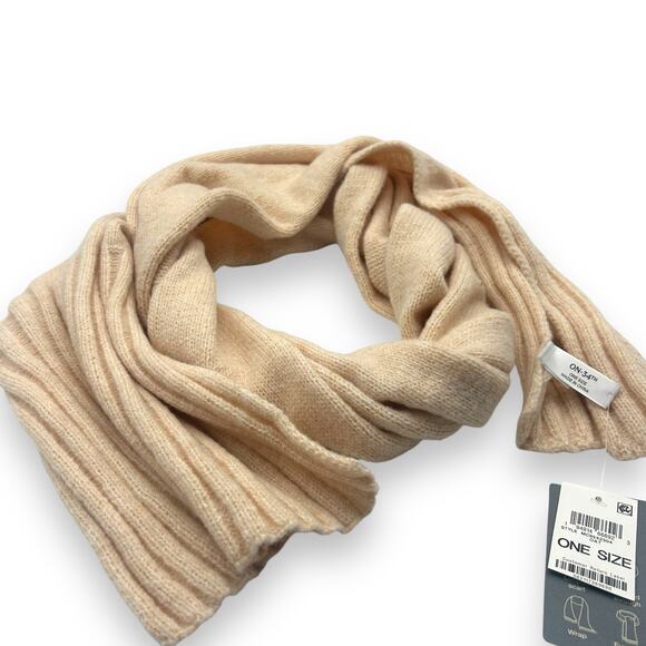 NEW Macy's On 34th Wide-Ribbed Solid Knit Scarf Peach Coral Rectangle Winter NWT - Picture 14 of 16